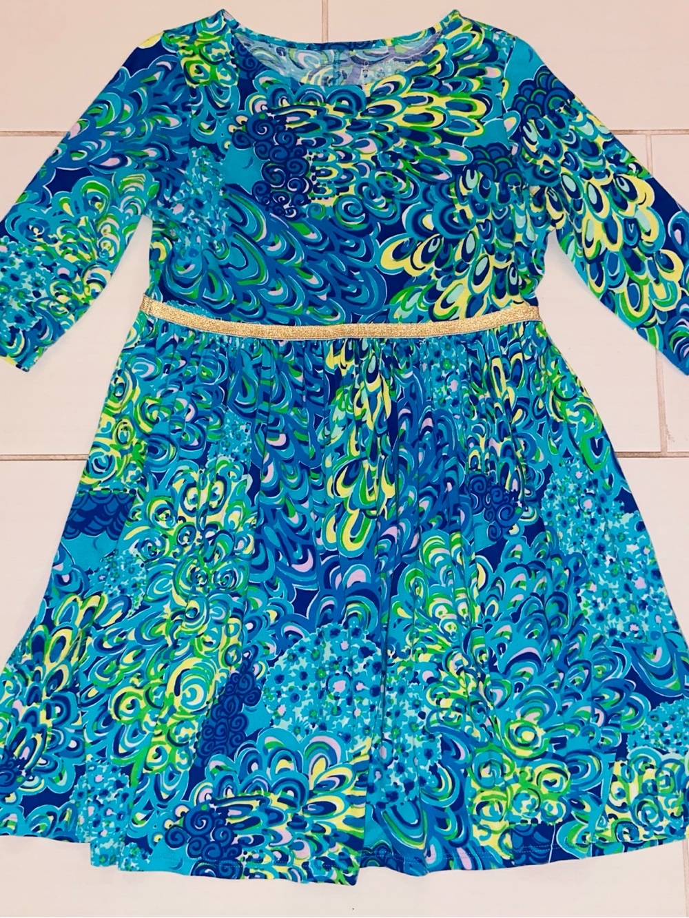 Lilly Pulitzer Angelina girls Dress in Lillys Lagoon Blue Iris